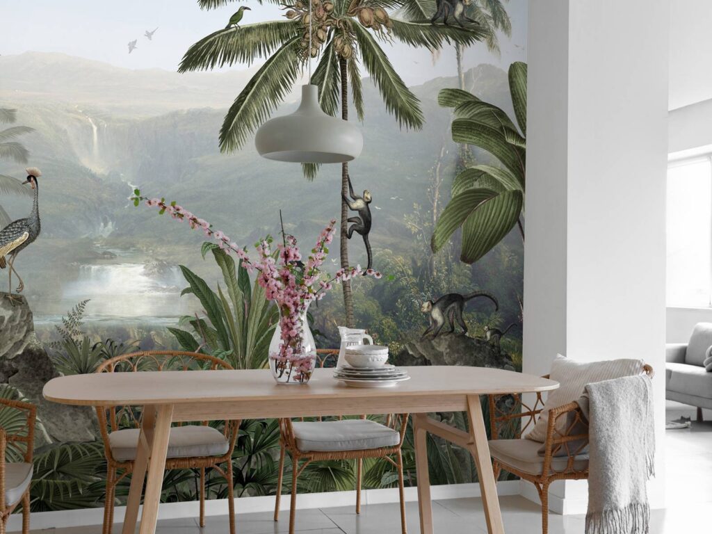 Papier peint Paon Forêt