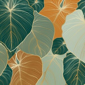 Papier Peint Feuilles couleur cuivre