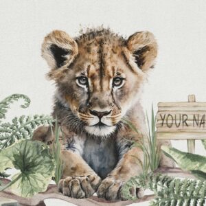 Papier Peint Panoramique Bébé lion dans la jungle